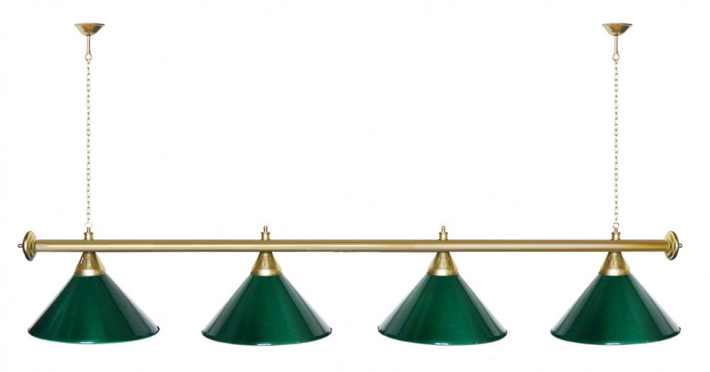 Лампа STARTBILLIARDS 4 плафона - зеленый / золото
