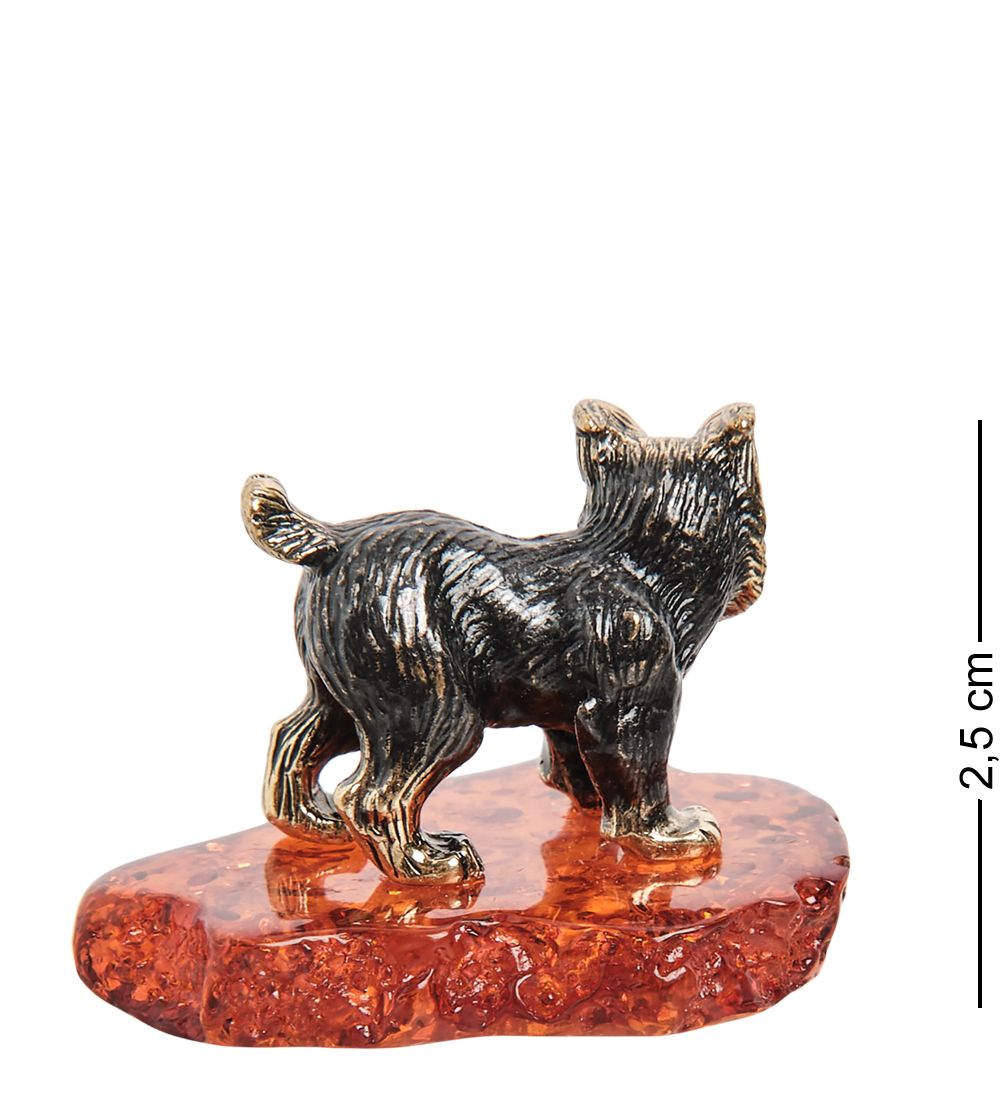 AM-1268 Фигурка «Рысь» (латунь, янтарь)