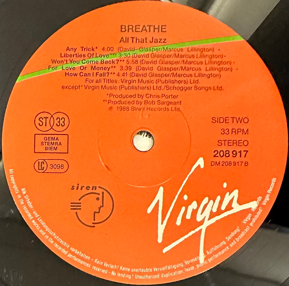 Breathe - All That Jazz (Европа 1988г.)