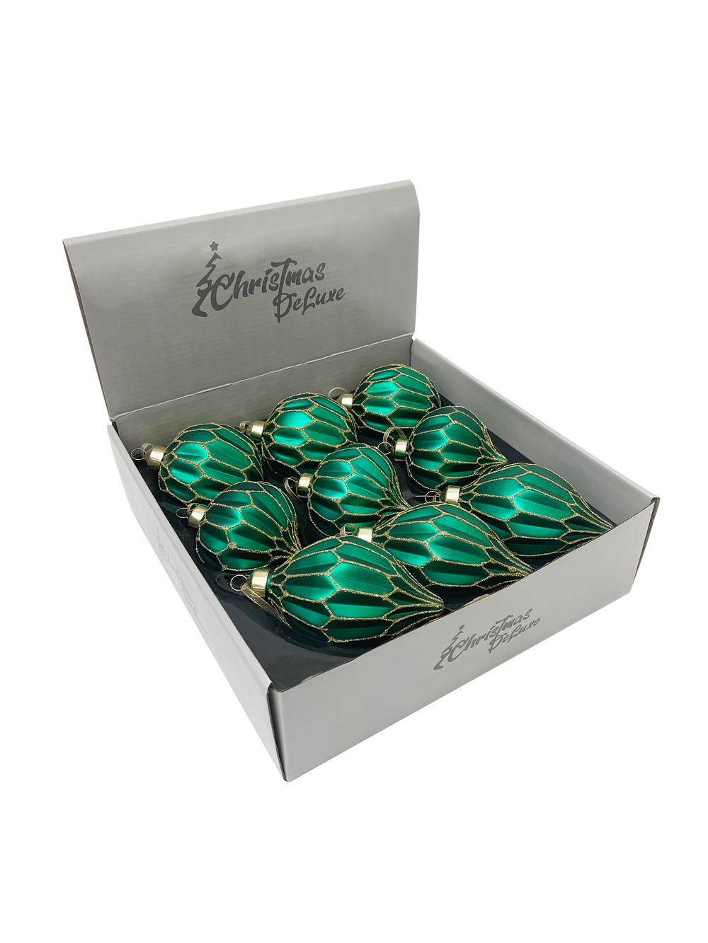 Набор елочных игрушек 8см 9шт ChristmasDeLuxe изумрудный с золотым узором
