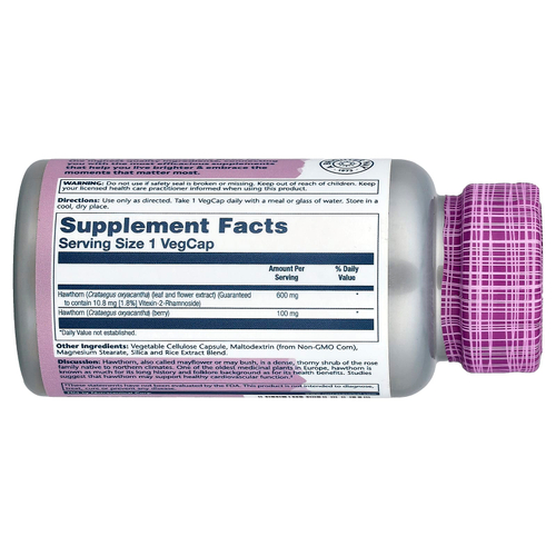 Solaray, Vital Extracts, боярышник, 30 растительных капсул