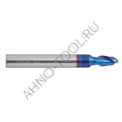 Фреза твердосплавная сферическая  1.5мм (L=50, l=3, хв=4) Z2 35° по закаленной стали BRHM-2B-R0.75S