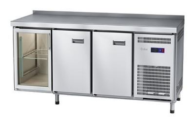 Стол холодильный Abat СХС-70-02 (2 двери, 1 дверь-стекло, борт)
