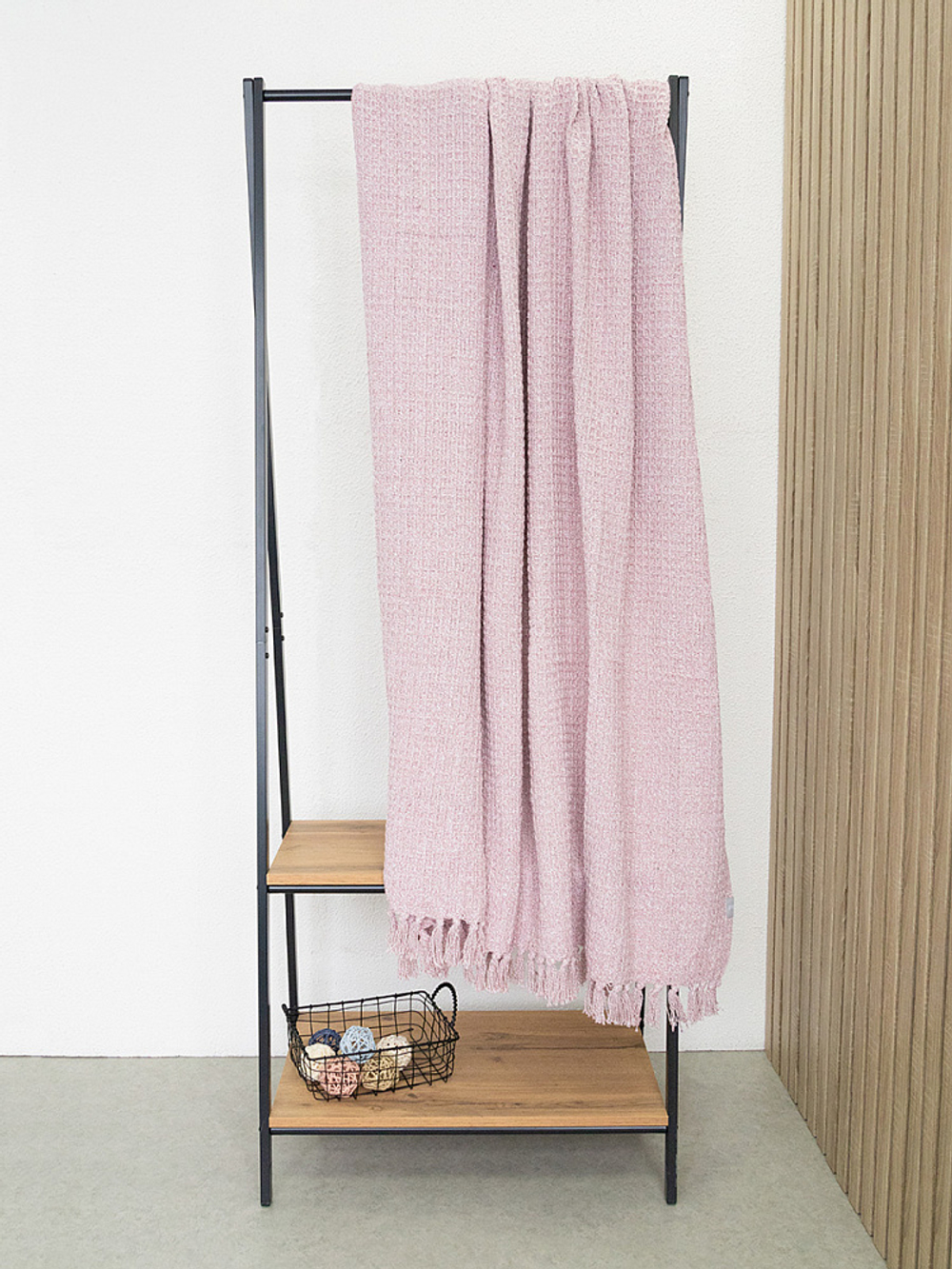 Покрывало DeNASTIA вафельное меланж 150x200 хб100% розовый Индия