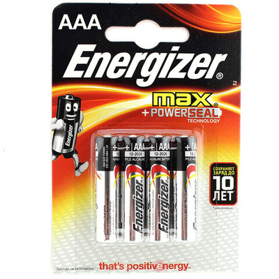 Батарейка щелочная ENERGIZER MAX LR03 (AAA) 1.5В (4 шт) (Цвет: серебристый)
