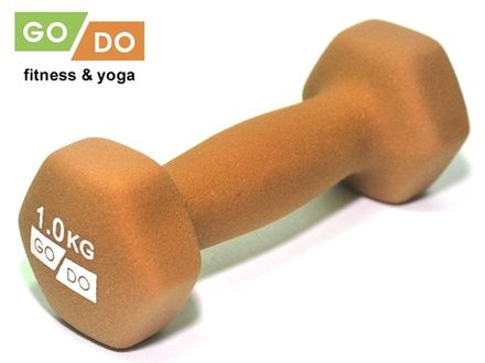 Гантель GO DO в виниловой матовой неопреновой оболочке.  Вес 1 кг.  (Оранжевый)