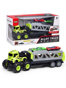 Игровой набор Автовоз в комплекте с двумя машинками зеленый (H2104-1)