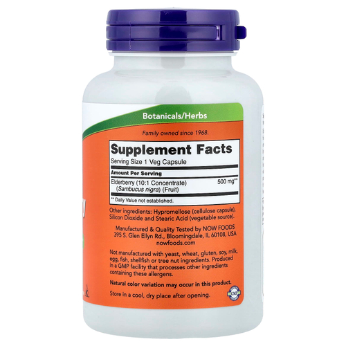 NOW Foods, бузина, 500 мг, 120 растительных капсул