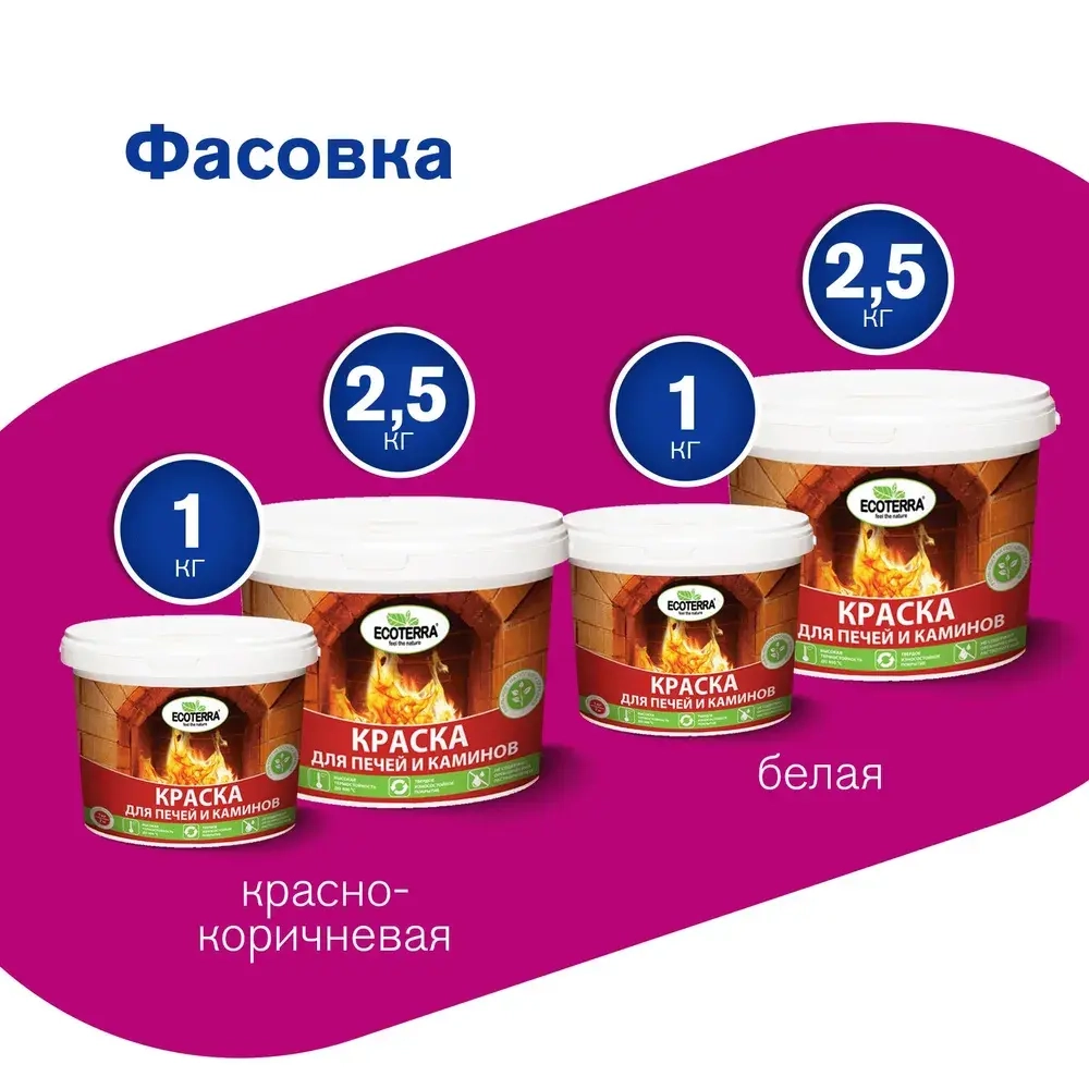 Краска для печей ECOTERRA белая, 1кг