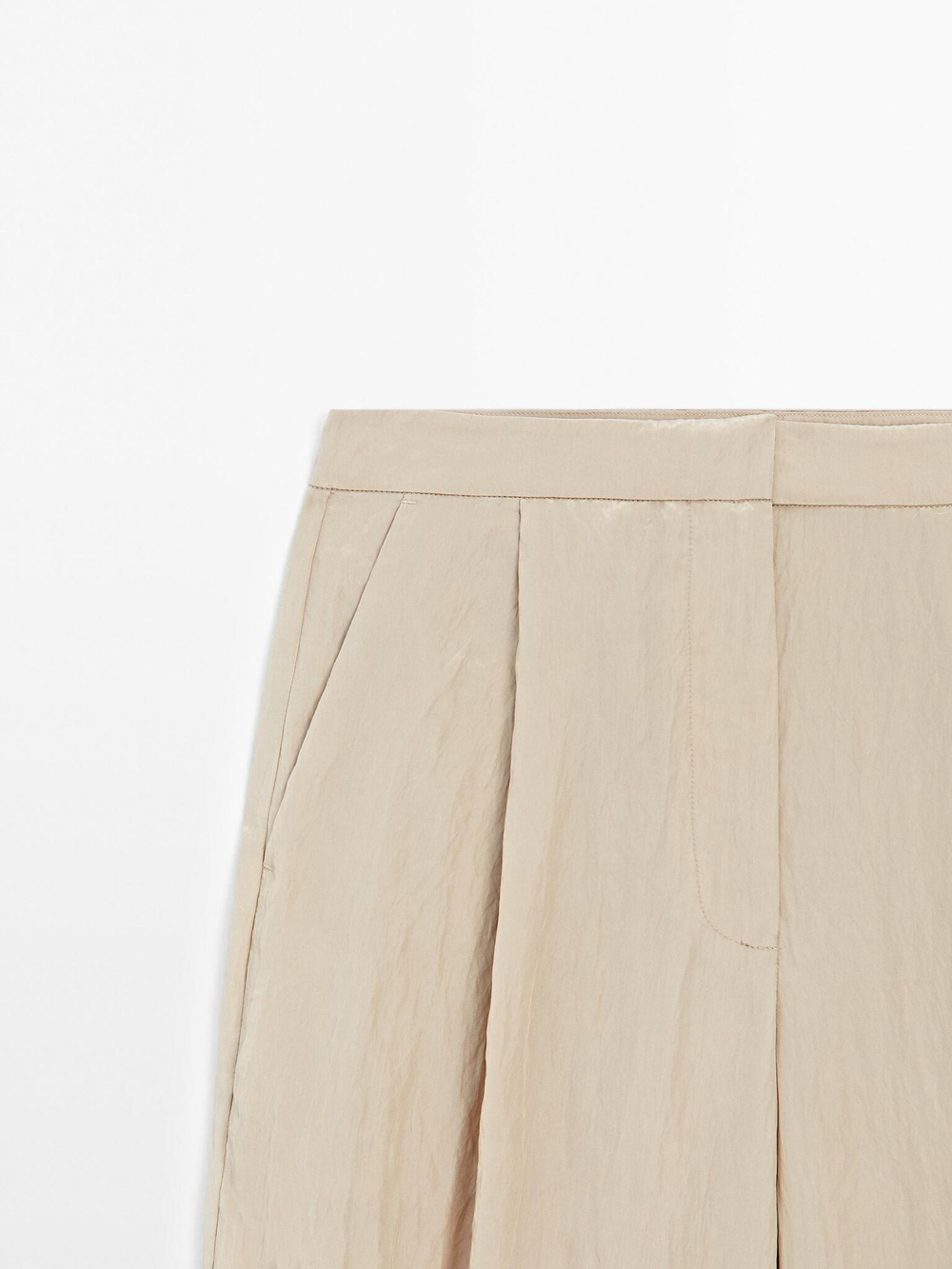 Massimo Dutti Брюки из атласа с рельефным узором, бежевый