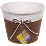 Кашпо плетеное 19*15см «IDEA» со вставкой,цвет коричневый/молочный ДоброСад