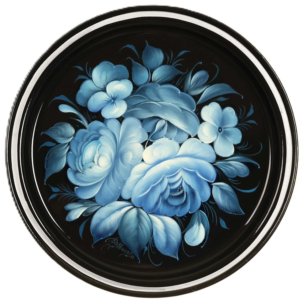 Жостовский поднос декоративный, размер 22 см (A5), металлический