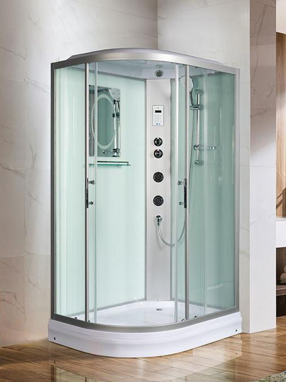 Душевая кабина WeltWasser  WW500 WERRA 1204 R 120х90 см,  прозрачное стекло, поддон низкий, крыша, гидромассаж, правосторонняя