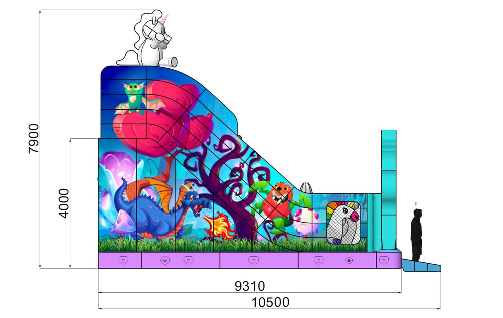 Надувной батут с горкой «Волшебный лес»