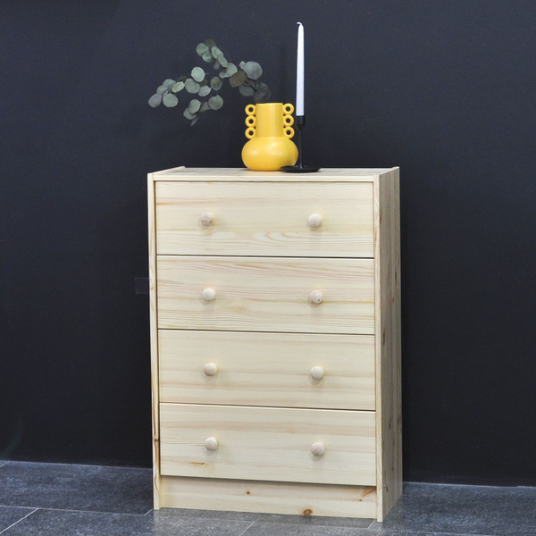 Комод деревянный Раст 4 ящика для хранения вещей и игрушек, из массива сосны в лаке