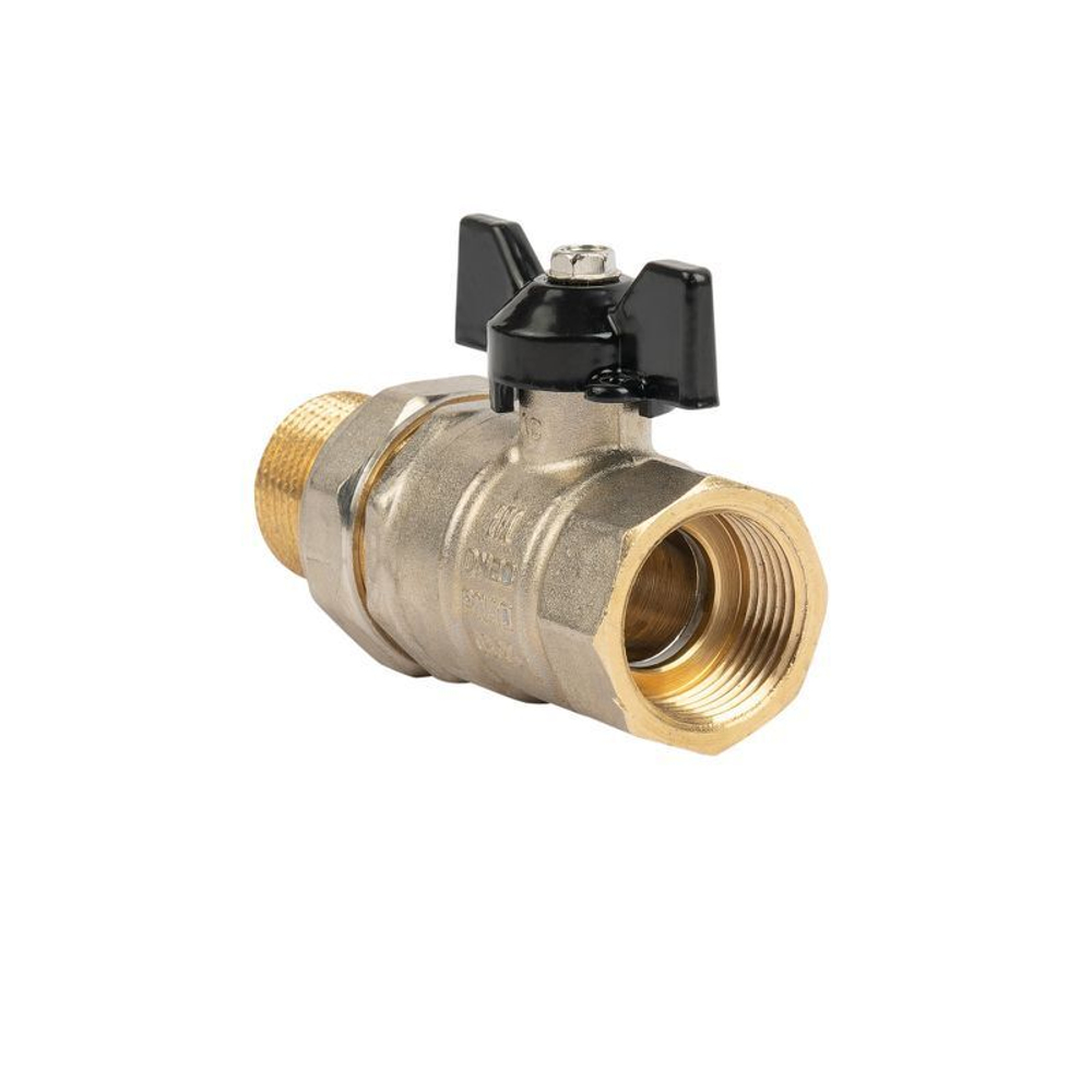 Кран шаровый со сгоном 3/4" бабочка с биркой LD Pride