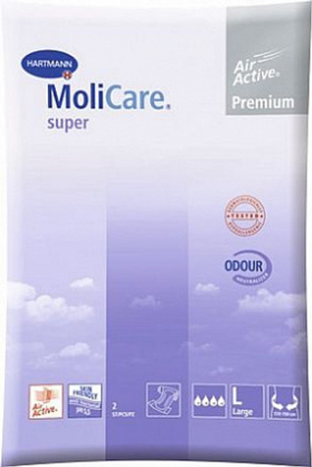 MoliCare Premium super soft - Моликар Премиум супер софт - Воздухопроницаемые подгузники: разм L,  2 шт.