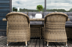 "Бергамо" обеденная группа угловая из искусственного ротанга, цвет соломенный