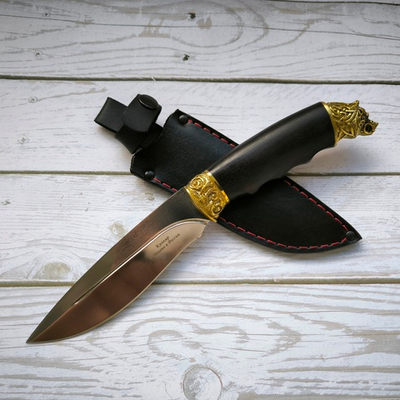 Кизлярский нож "Тайга Медведь" с художественным литьем (латунь)