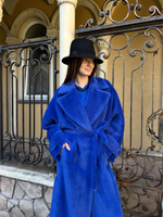 пальто-пушистик королевский синий