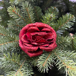 Набор цветов 6шт 8см House of Seasons Роза красная в блестках на клипсе