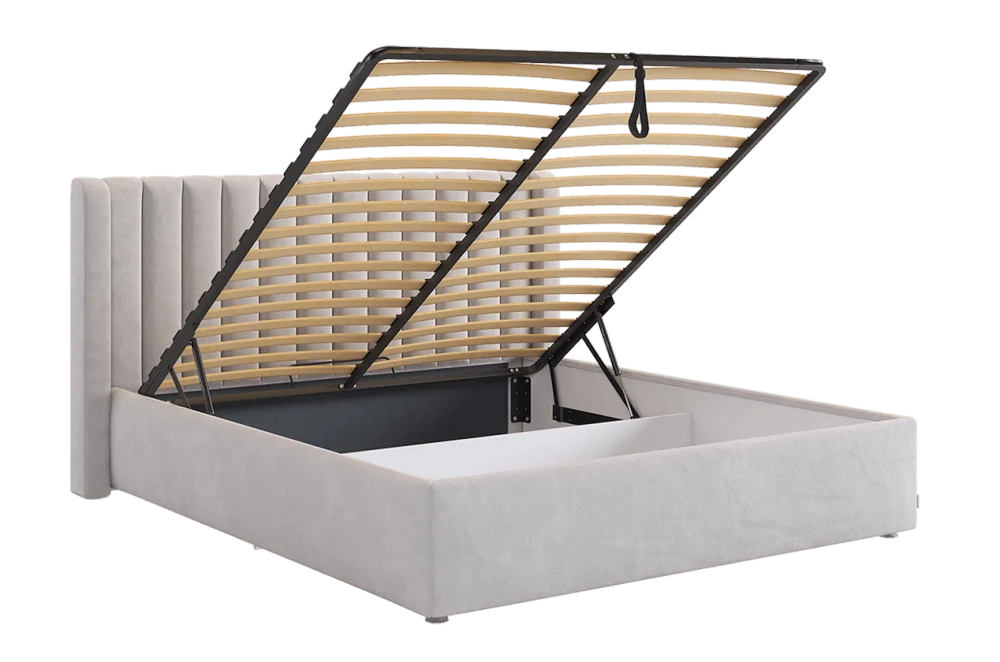 Кровать с подъемным механизмом Ева 160х200 см (галька,графит,капучино,крем,латте,мята,пудра,топаз (велюр))