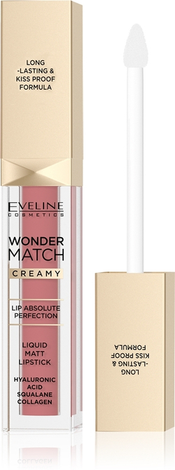 Eveline Cosmetics Wonder Match - Долговечная матовая жидкая помада с гиалуроновой кислотой, 6,8 ml
