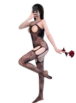 Кружевное боди с вырезами One Size (40-44) (Цвет: черный)