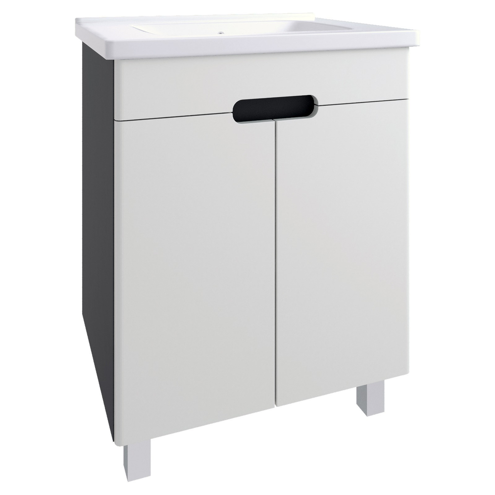 AVK2. Тумба напольная, 2 Двери, 800, коллекция (Аруна, Cersanit Como, Серый Графит, Белый матовый)