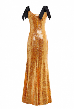 Платье в пол с пайетками, золото 32-01-24 SS