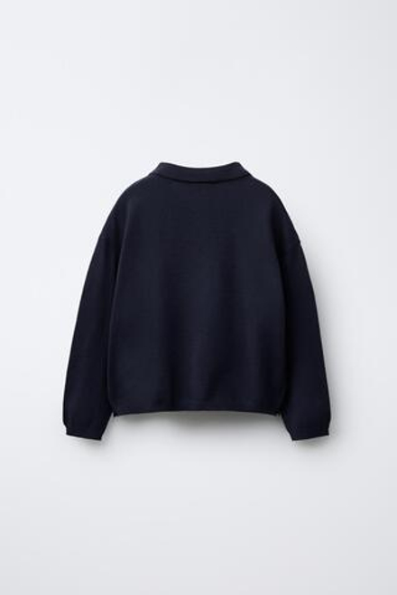 ZARA ТРИКОТАЖНЫЙ ДЖЕМПЕР ПОЛО, МОРСКОЙ СИНИЙ