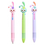 Ручка шариковая, автоматическая, 3в1, Basir, 3-ёх цветная, серия "Зайчата", с резиновой фигуркой, 36 шт