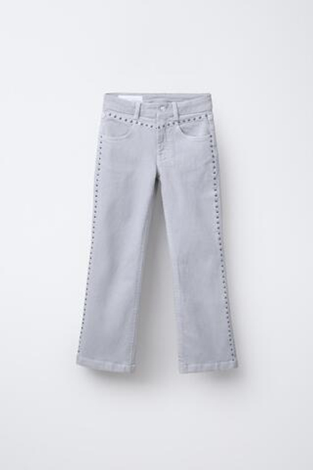 ZARA ДЖИНСЫ FLARE С ЗАКЛЕПКАМИ, СЕРЫЙ