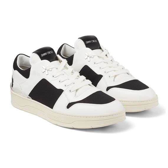 Jimmy Choo Canvas Calfskin Low 'Black White'