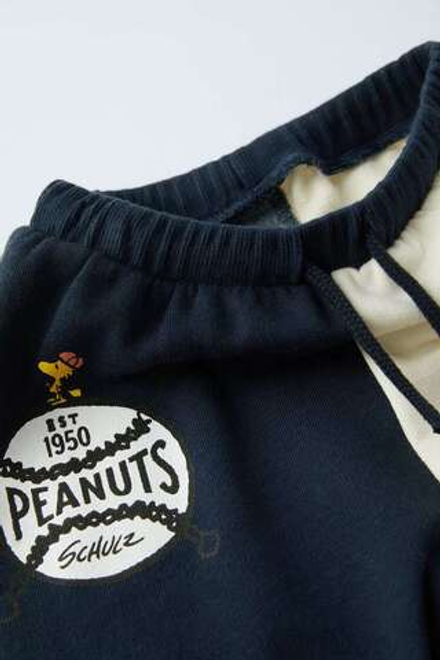 ZARA БРЮКИ С ПРИНТОМ SNOOPY PEANUTS™, МОРСКОЙ СИНИЙ