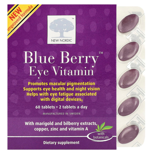 New Nordic, Blue Berry™, витамин для глаз, 60 таблеток