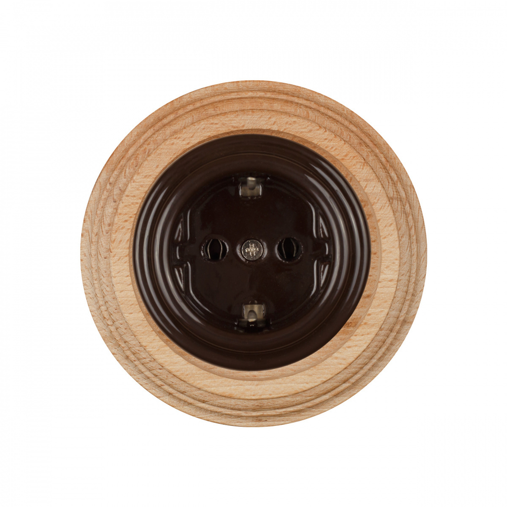 Розетка с З.К., керамика, цвет коричневый B1-101-02