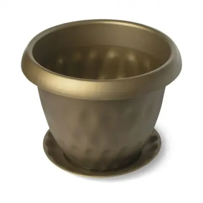 Горшок для растений Розетта 13,0л Д340 c поддоном золотой