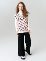 Жилетка в школу для девочки AT1011 черный-молочный