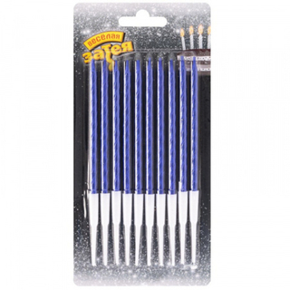 Веселая затея Свечи для торта Синие с подставкой 10см 10шт