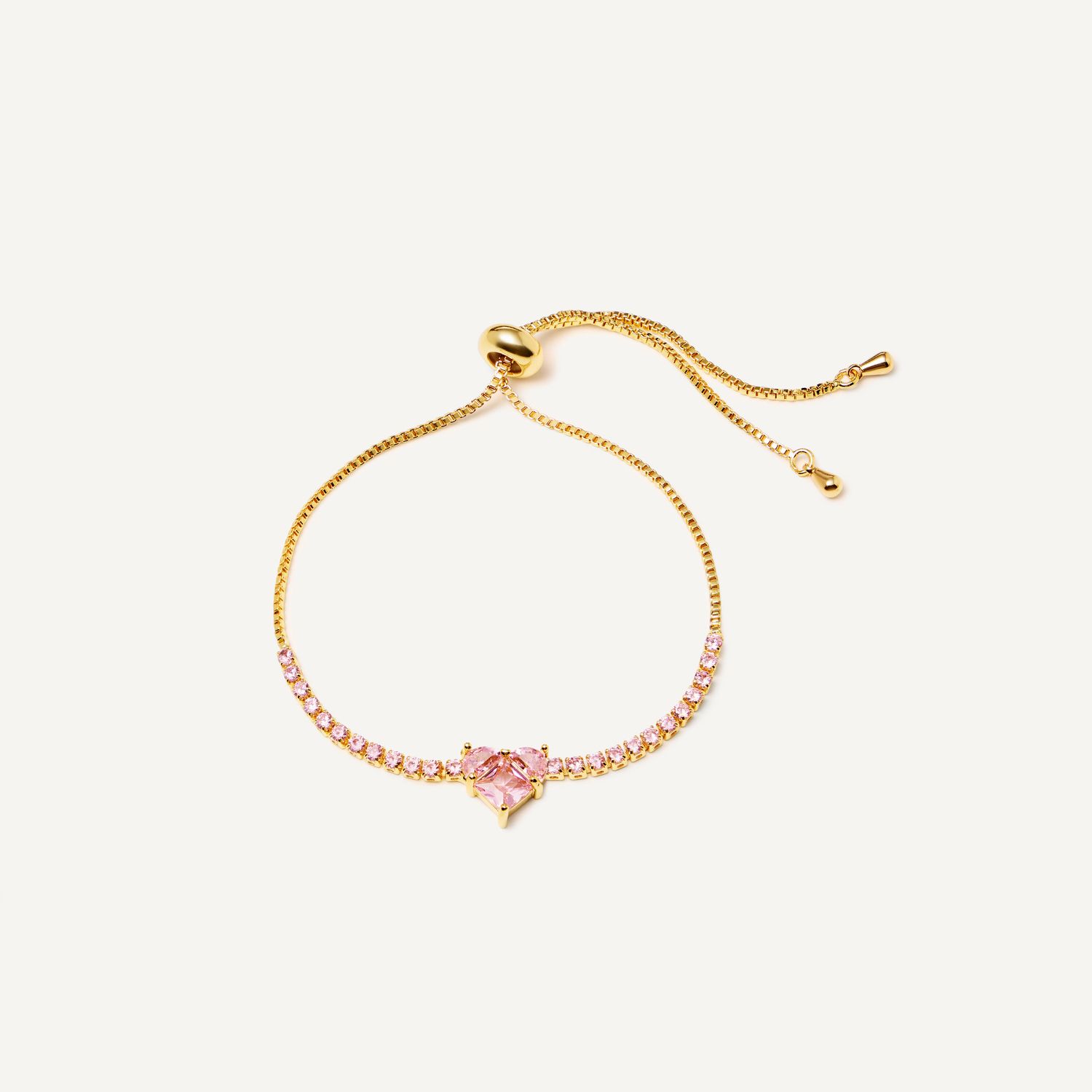 Браслет Mini Broken Frozen Pink Heart Bracelet - Gold