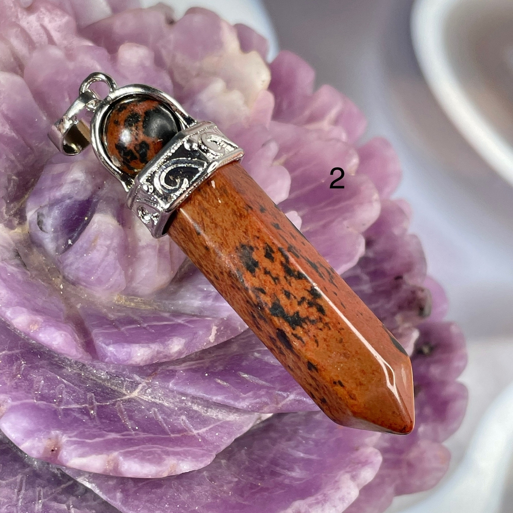 53979  Обсидиан коричневый Кулон Кристалл Маятник 48мм