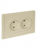 FORTE&PIANO Розетка 2-местная без заземления с защитными шторками безвинтовое крепление 10А FP425 ваниль IEK