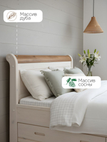 Кровать односпальная 90х200 Мелания с местом для хранения, ящик для белья, массив сосны и дуба, Dipriz