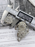 Пуговицы серебристые в форме глаза с жемчужинами и стразами Скиапар.