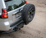 Бампер задний силовой/защита штатного бампера Toyota Land Cruiser Prado 150 c квадратом под фаркоп, калиткой, подсветкой номера РИФ