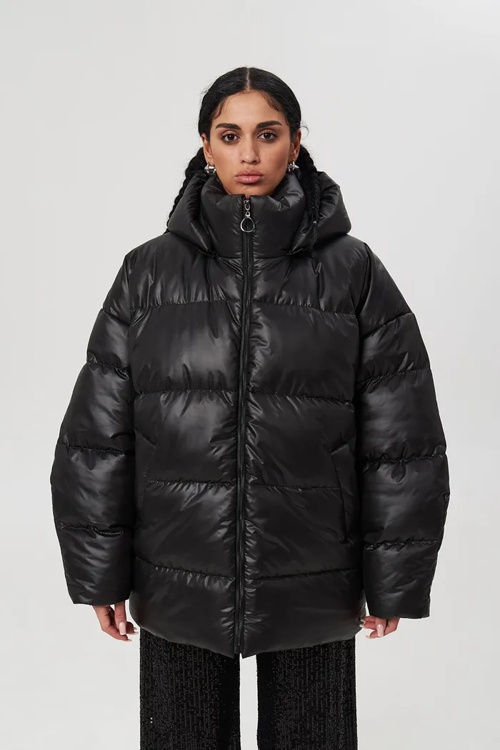 Пуховик средней длины 2.0 черного цвета