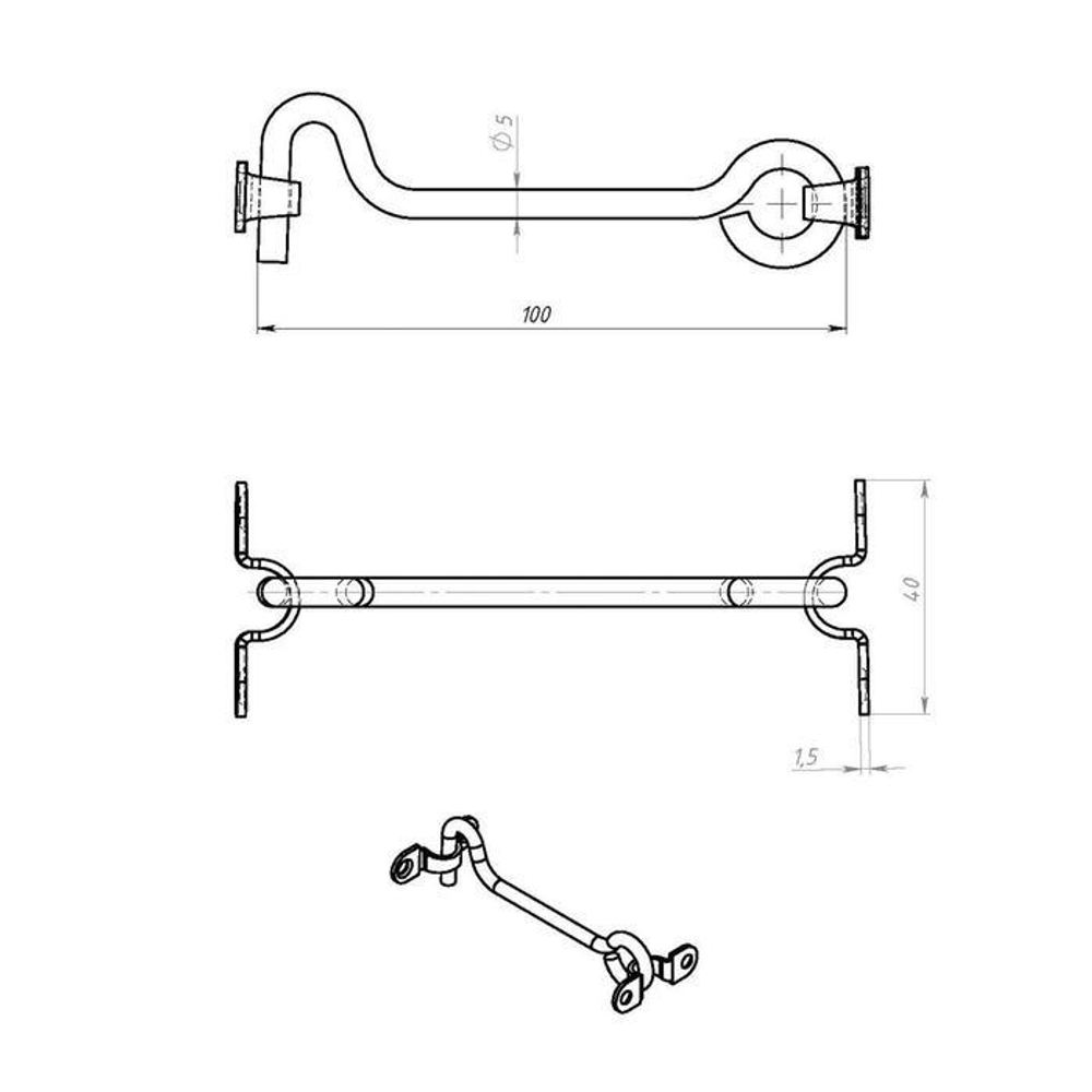 КРЮЧОК ВЕТРОВОЙ МЕТАЛЛИСТ КР-100 ЦИНК