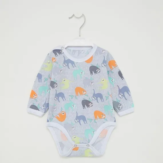 Боди детское, цвет серый/ленивцы, рост 62 см