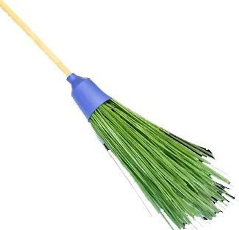 Метла OfficeClean, синтетическая, для улицы, круглая, 5 колец, щетина 30см, с дерев. черенком 120см